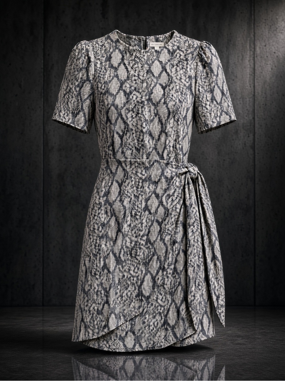 Blu Pepper Gray Snake-Print Wrap Dress